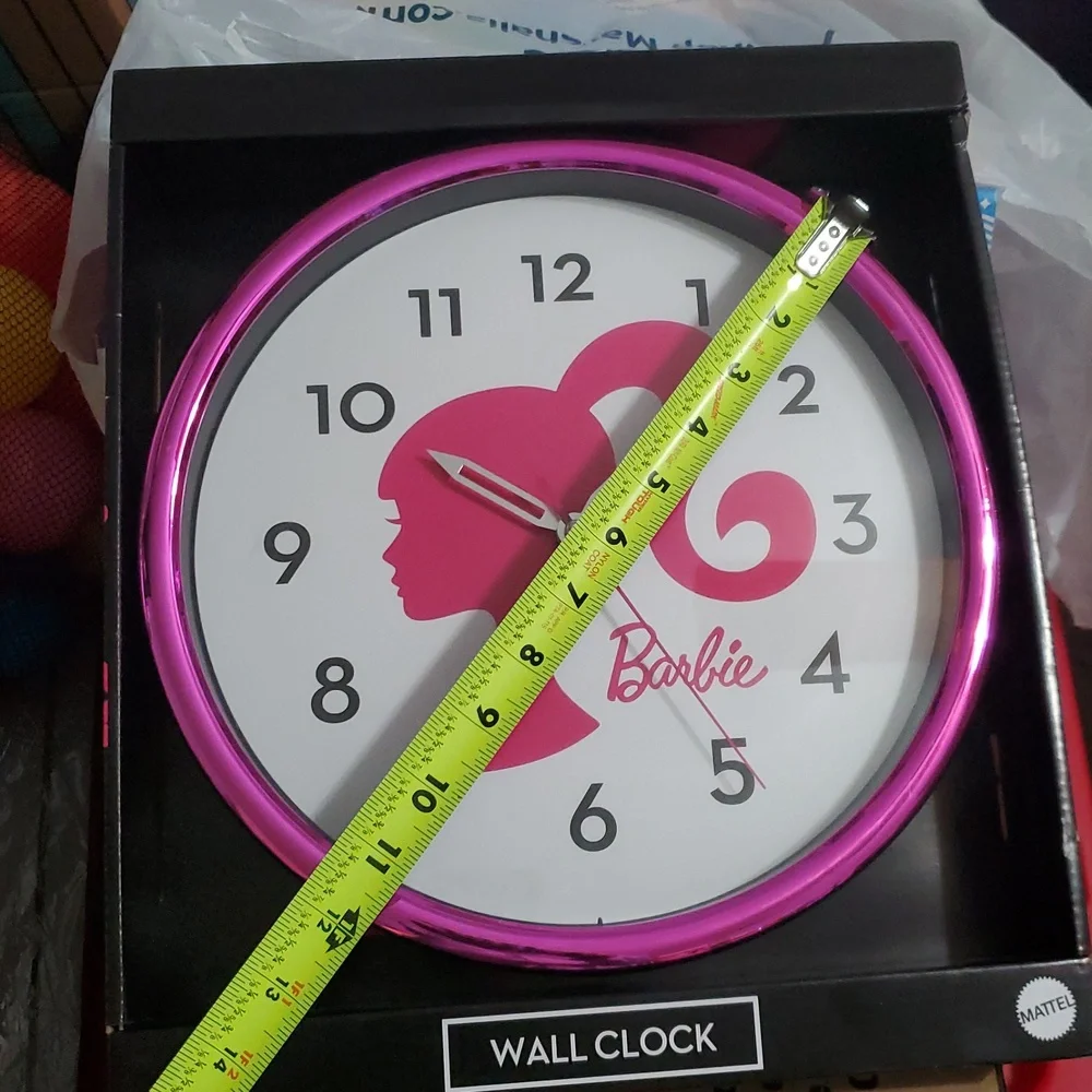 Barbie purple metallic‎ magenta round wall clock new in box